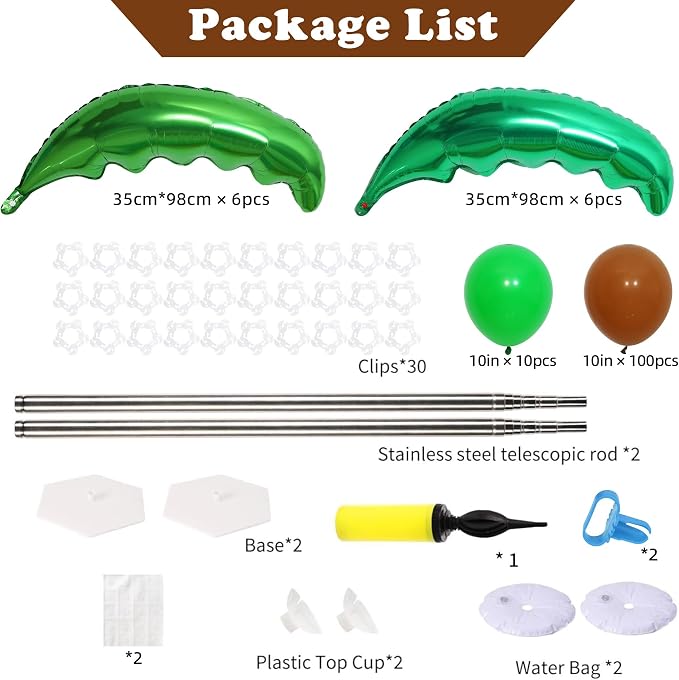 2 Sets Palm Tree Balloon Column Kit, Tropical Green Tan Balloon Tower - Image 3