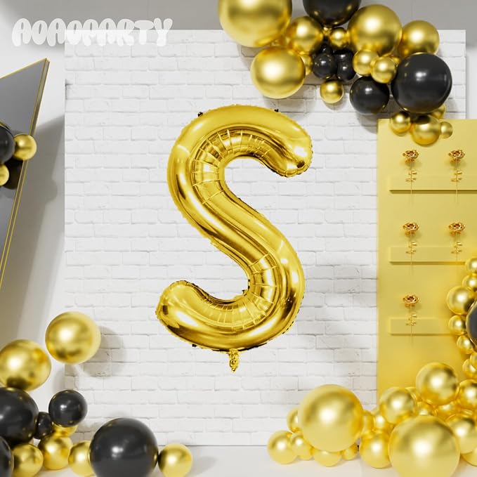 Letter Balloons Gold 40 Inch S Large Giant Big Foil Mylar Balloon | - Image 4