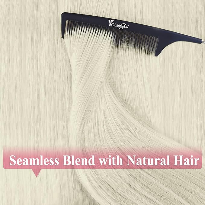 YoungSee Tape in Extensions Human Hair Platinum Blonde Tape in Hair Extensions Human Hair Tape in Extensions Real Human Hair Platinum Blonde 12Inch 30g Glue in Hair Extension for Women 20pcs