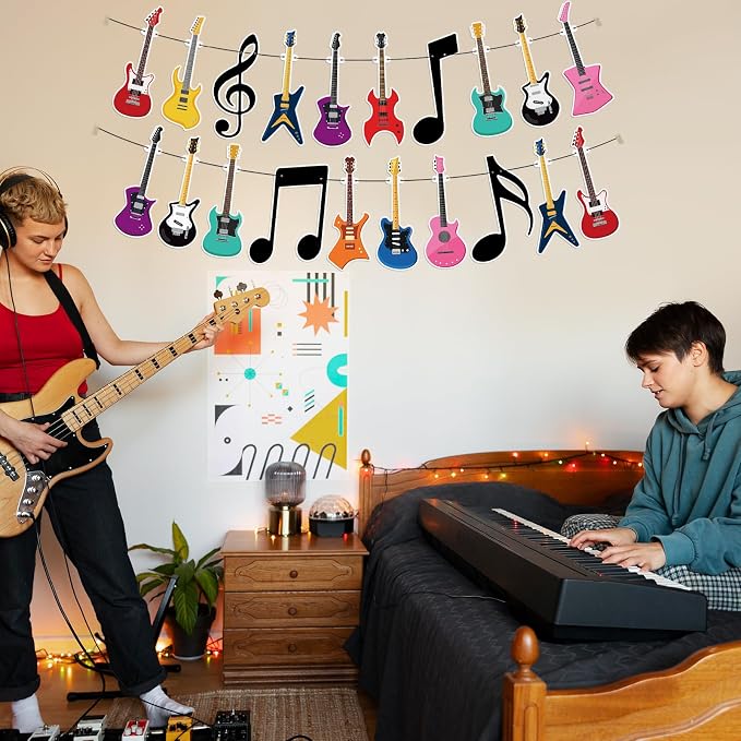 Hooqict Guitar Birthday Party Banner Music Themed Party Decorations Banner - Image 5