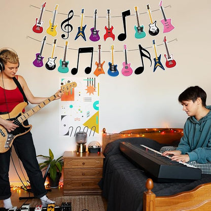 Hooqict Guitar Birthday Party Banner Music Themed Party Decorations Banner - Image 5
