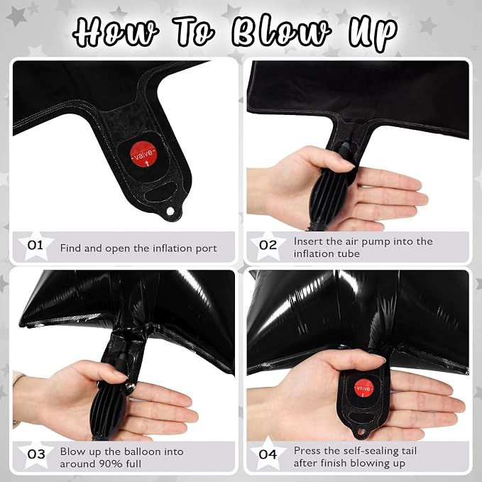 50 Pcs Star Balloons, 10 Inch Black Star Foil Balloons, Stars Shaped Balloon - Image 6