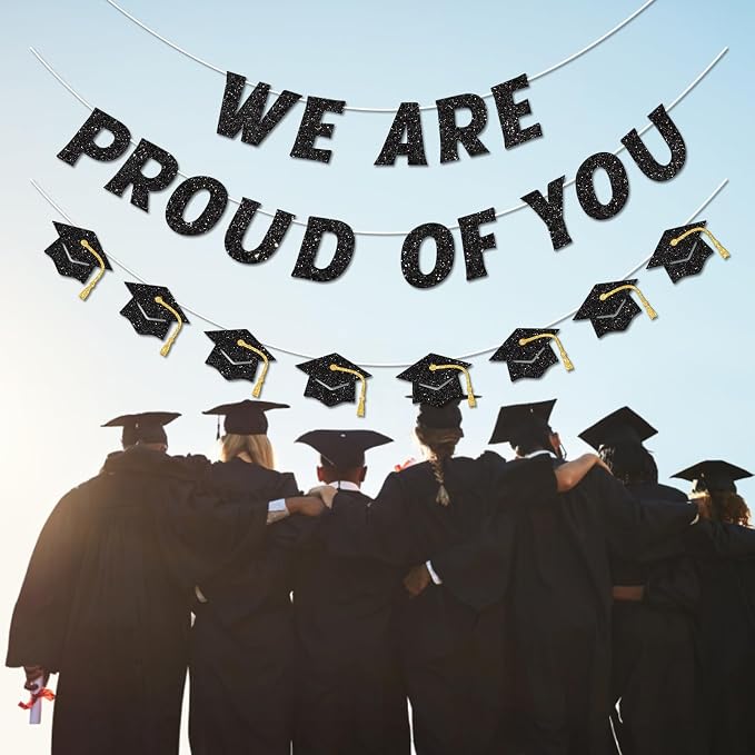 We Are So Proud of You Banner Pre-strung Black Graduation Decorations Class of - Image 5