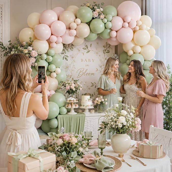 122PCS Pink and Green Balloon Arch Garland Kit - Image 7