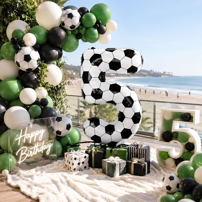 Soccer 5 Balloon Number, 40 Inch Soccer Number 5 Foil Balloon - Image 6