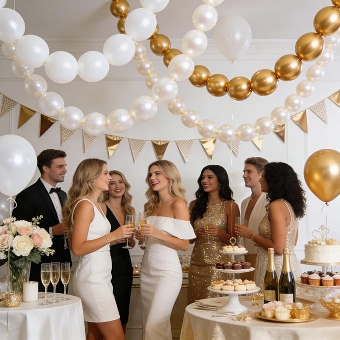 White and Gold Quick Link Balloons - Image 5