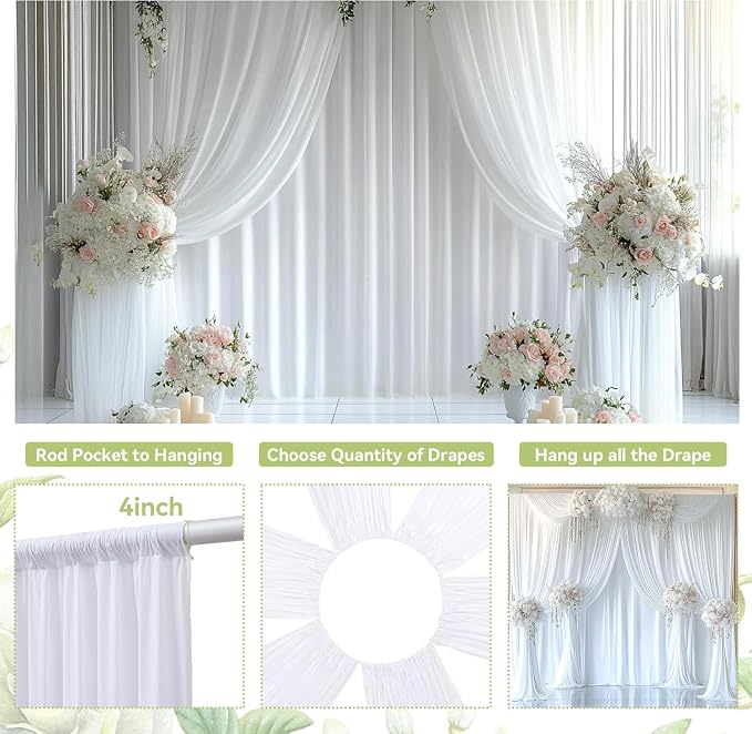 50ft×12ft White Backdrop Curtain - Image 7