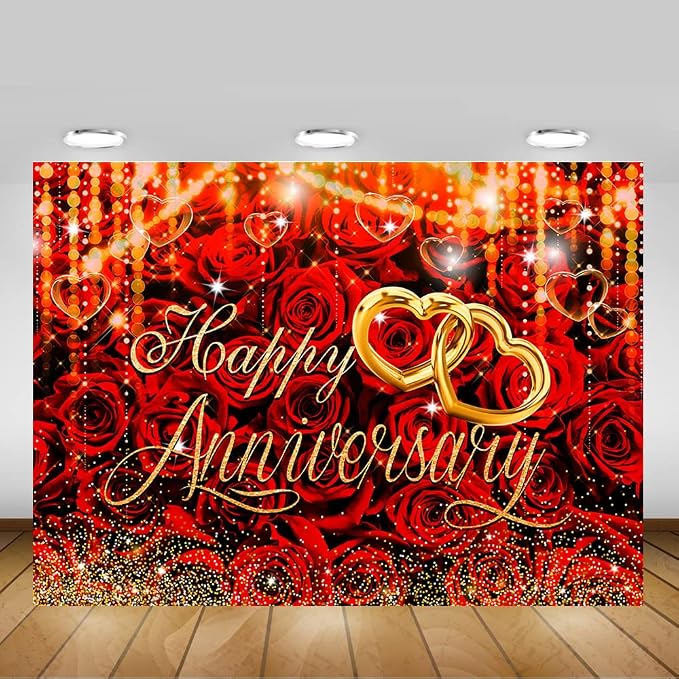 Mocsicka Happy Anniversary Backdrop Wedding Together Anniversary Party - Image 5