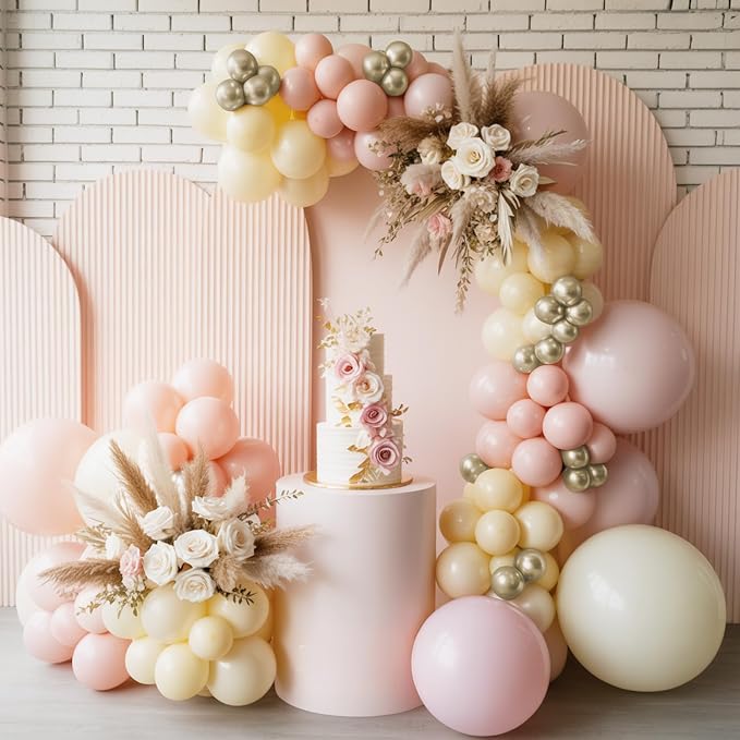 Dusty Pink Gold Balloons, 12 Inch Pastel Pink Metallic Gold Balloons - Image 5