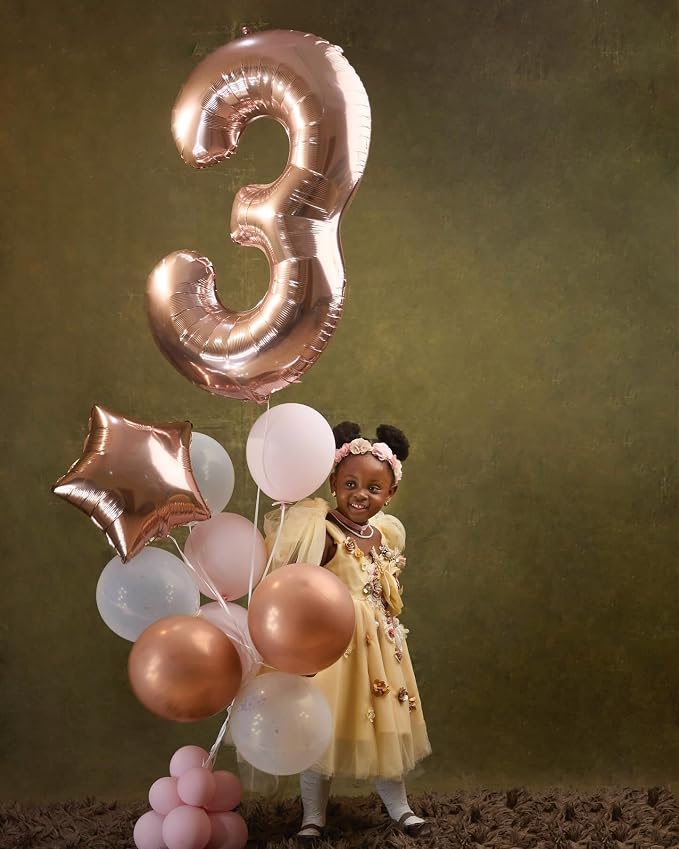 Rose Gold Number 3 Balloon 40 Inch - Image 3