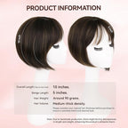 LEEONS Hair Toppers for Women with Bangs Short Bob Synthetic Pieces for Thinning Hair Side Part (Dark Brown with Highlights)