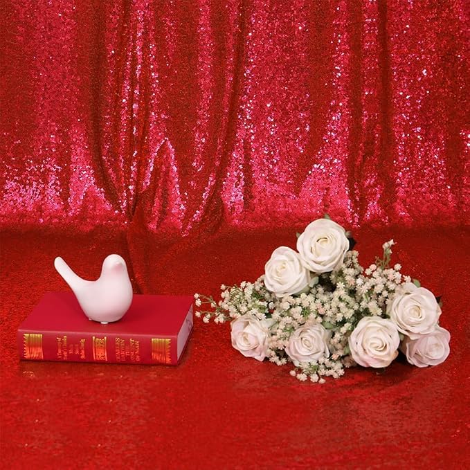 Eternal Beauty Red 3mm Sequin Backdrop 20x10 Ft - Image 9