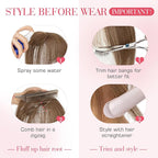 Hairro Clip In Bangs Wispy Hair Toppers For Women Remy Human Hair Short Thin Topper Hairpieces 3D Cover Clip On Fake Air Bang 11 Inches 14.5g #04 Medium Brown