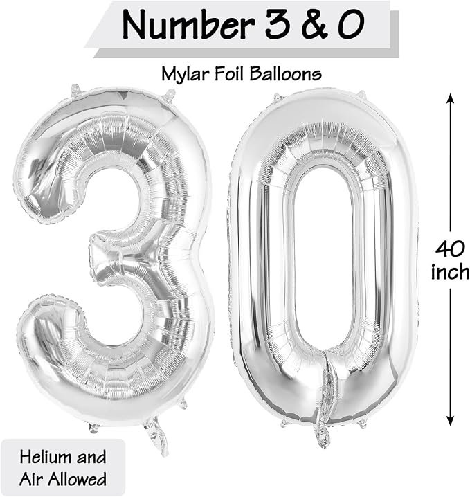 30 Number Balloons Large Foil Number Balloon Big 40 Inch - Image 6