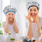 2 Pcs Aluminum Foil Deep Conditioning Hair Cap Reusable Heat Cap For Deep Conditioning Thickened Hair Cap for Oil Treatment Heated Shower Cap Processing Caps for Hair Dye Cap for Home and Salon Use