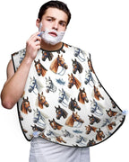 Beard Shaving Cape with Suction Cups, Animal Wild Horse Painting Shave Bib, Non-Stick Waterproof Hair Catcher, Grooming Bib for Men Husband