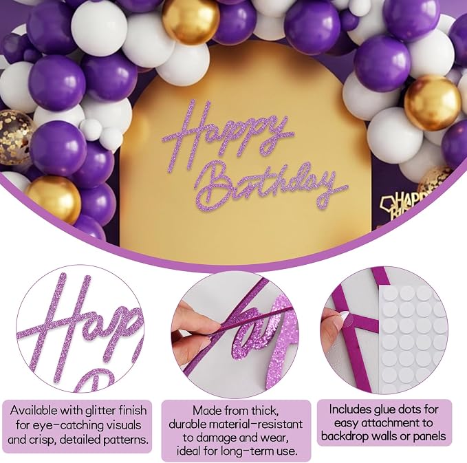TONIFUL Happy Birthday Sign for Backdrop - Image 3