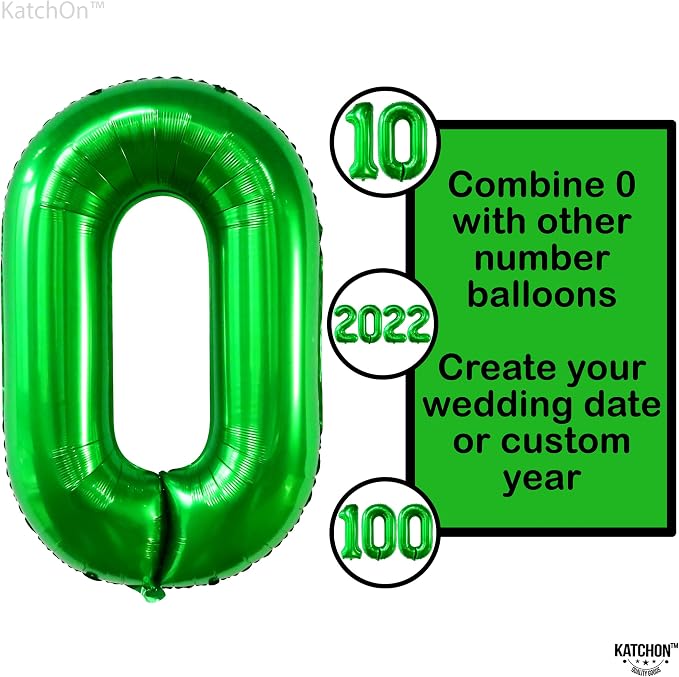 KatchOn Dark Green 0 Number Balloons 40 Inch | 0 Digit Balloon, Number 0 - Image 5