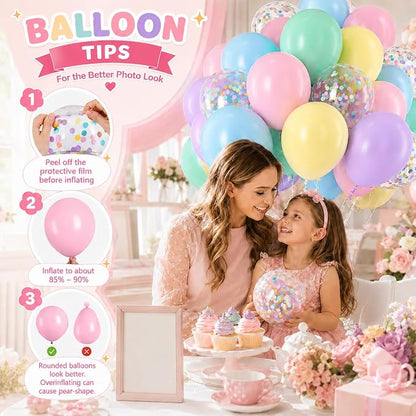 Pastel Balloons, 12 Inch Macaron Pink Yellow Purple Blue Green Latex and - Image 3