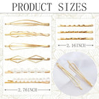 18 PCS Metal Gold Geometric Elegant Hair Barrette Set Hair Styling Fancy Pins Women Girls Preppy Pearls Hair Clips Bridal Minimalist Bobby Pins Dainty Hair Accessories