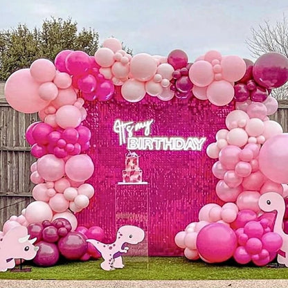 Pink Balloons, 12 Inch Hot Pink Balloons, Pastel Metallic Pink White Latex - Image 4