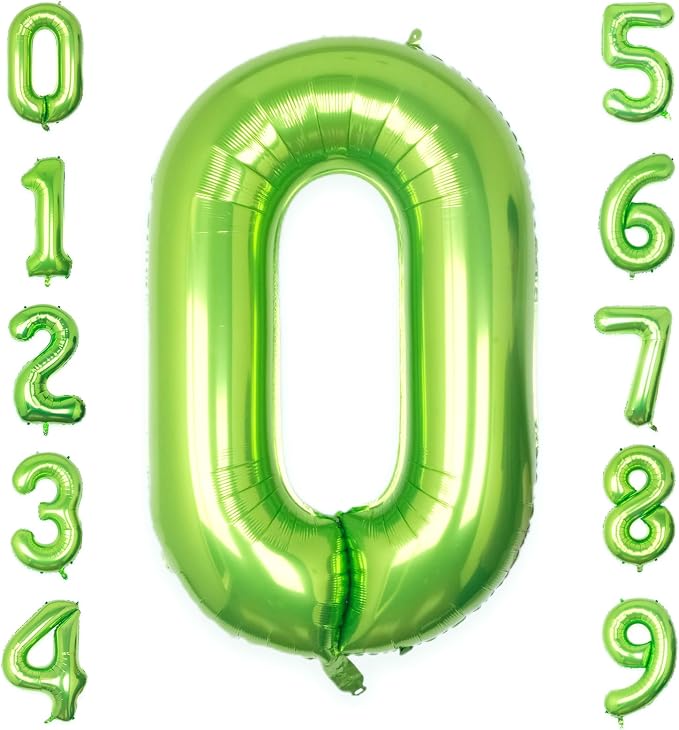 40 Inch Green Number 0 Balloon Lime Big Large Helium Number 0-9 | Giant Digital by SULALABOO