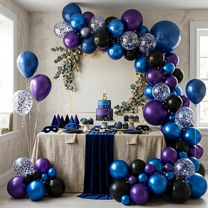 Purple and Blue Galaxy Balloons, 12 Inch Metallic Blue Dark Purple Blue Black - Image 5