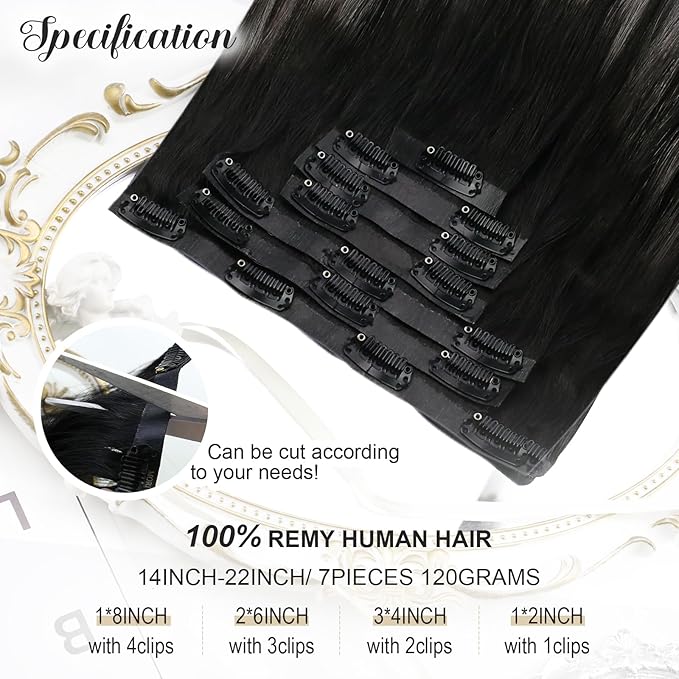 Moresoo Invisible Clip in Hair Extensions Silver Black Balayage Human Hair Clip in Extensions Black to Silver Grey Ombre Hair Extensions Clip in 18in 7pcs 120g