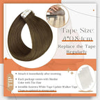 Full Shine Tape in Hair Extensions Seamless Tape ins Human Hair Extensions Color 3 Brown Hair Extension Real Human Hair 10 Inch Short 30Gram 20Pcs Soft Hair for Women Add Volume Natural