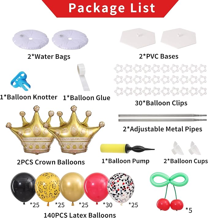Red Black Gold Balloon Column Stand Kit Set of 2 - Image 3