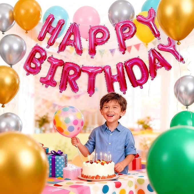 16" Happy Birthday Foil Letter Balloons Banner Set | Alphabet Balloons - Image 5