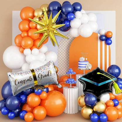 Blue and Orange Graduation Balloons Arch Garland Kit, Prom Graduation Party - Image 2