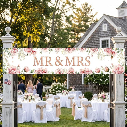 Mr And Mrs Wedding Decor Banner Decorations Party Hanging Sign | Reusable - Image 4
