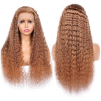 Brown Deep Curly Wave Human Hair Lace Front Wigs with Baby Hair for Black Women Pre Plucked 180% Density Brazilian Virgin Hair HD Transparent Lace Frontal Wig 18 Inch