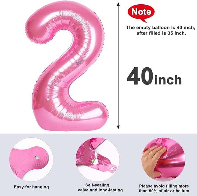 2 Balloon Number 40 Inch Pink Balloons - Image 5