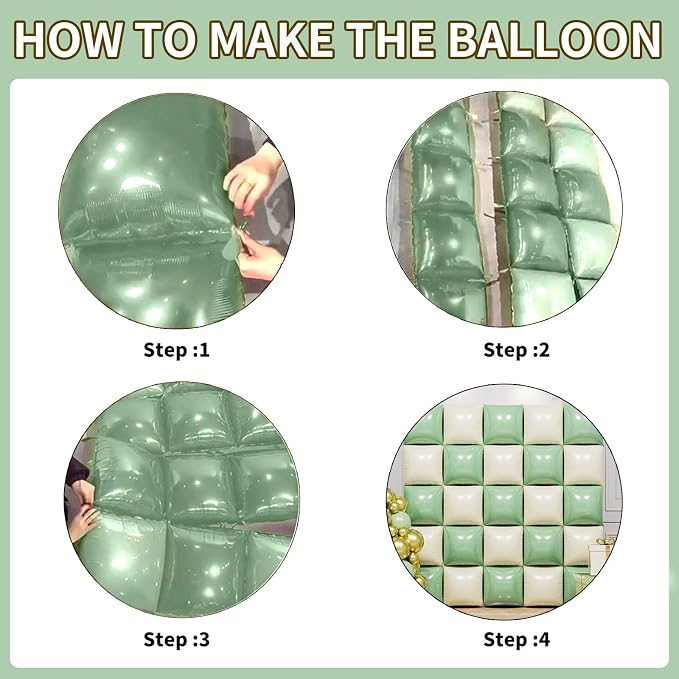 Matte Mint Green and Beige Double Sided Square Foil Balloons Wall, 19 Inches - Image 5