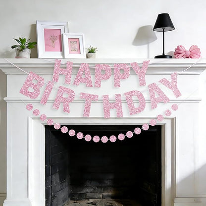 Alynta Happy Birthday Banner Pre-Strung Glitter Birthday Party Decorations | NO - Image 7