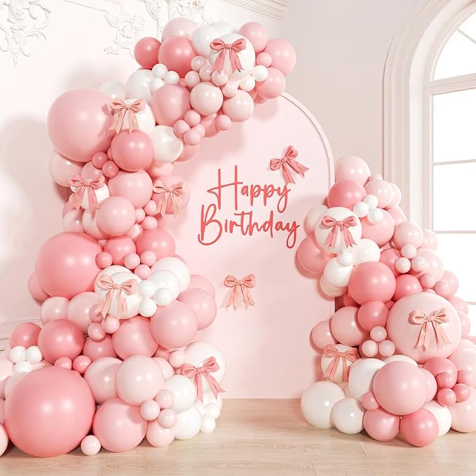 155pcs Pink and White Balloon Arch Kit by GIZIUXNE