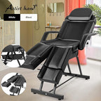 Artist hand Massage Table Facial Bed Eyelash Extension Massage Bed with Tray, Split Footrests (Black)