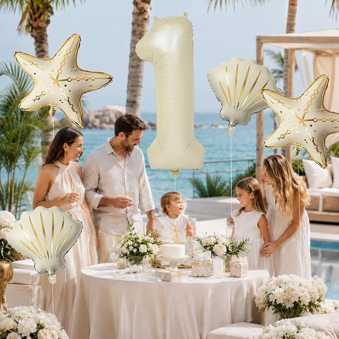 5 Pcs Starfish Seashell Balloons Set Under the Sea Party Decorations | 40 Inch - Image 3