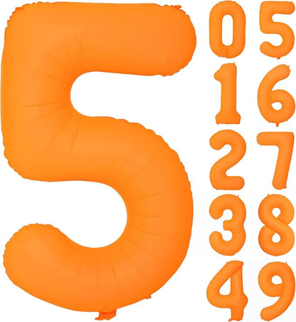 40 IN Orange Birthday Number 5 Balloon Fluorescent Orange Foil Balloon | by YOIOZAIZAI