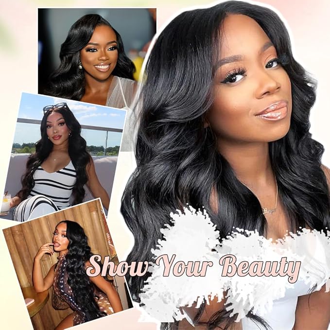 360 Lace Front Wigs Human Hair Body Wave 200% Density 18 Inch Upgraded Hidden Straps 360 HD Full Lace Wigs Human Hair With Drawstring Pre Plucked With Baby Hair for Women Natural Black