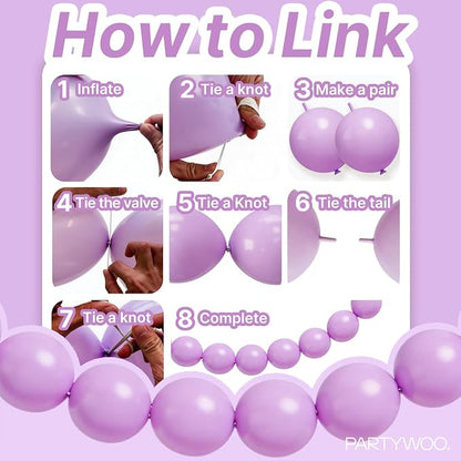 PartyWoo Lavender Linking Balloons 100pcs 12 Inch Purple Link Balloons | - Image 5