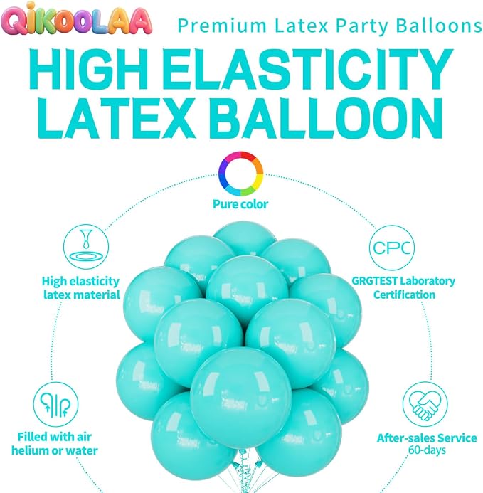 32Pcs Teal Blue Big Balloons 18 Inch, Round Large Blue Latex Party Balloons - Image 2
