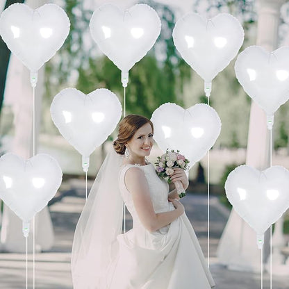 White Heart Foil Balloons, 18 Inch, Baby Shower, Graduation Party Decorations - Image 3