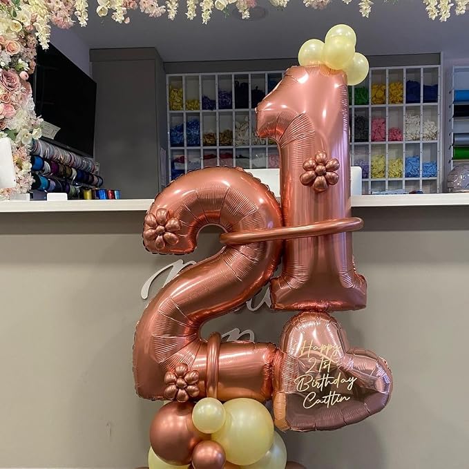 Rose Gold 12 Number Balloons, 40 Inch Big Giant Jumbo 12 or 21 Balloon Numbers - Image 4