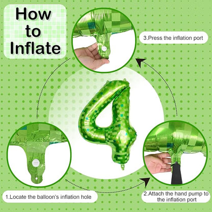 Number 4th Birthday Balloon Lime Green Pixel, 40 Inch Large Dark Kelly Green - Image 8