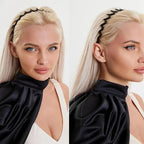 6 PCS Zig Zag Headbands Plastic Wavy Hair Head Band Comb with Teeth Hoop Accessories for Women Men Girls, Classic Black&Retro Leopard