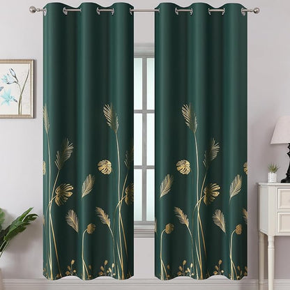 Green Blackout Curtains for Living Room 72 Inch Length 2 Panels Set, Room by ESTELARTEXTILER