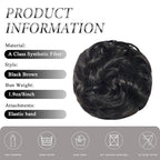 Large Messy Bun Hair Piece Curly Synthetic Extensions Scrunchies Fake Chignon Updo Hairpieces for Women Darkest Brown